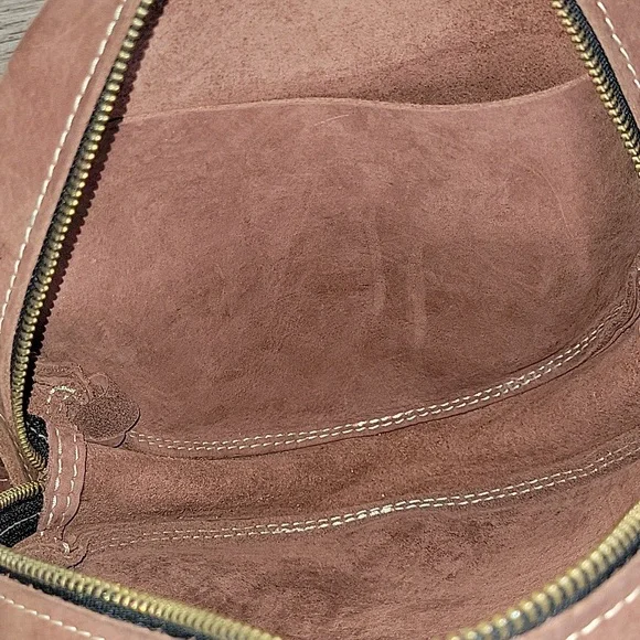 Portland Leather Round Brown Leather Crossbody Shoulder Bag - Picture 11 of 12